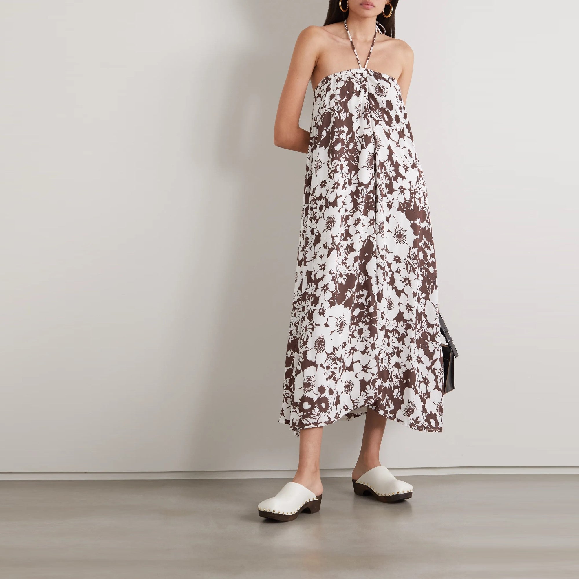 Asturias Midi Dress - Floral Print Chocolate Brown Summer Dress for Women | Perfect for Beach Vacations, Date Nights & Garden Parties