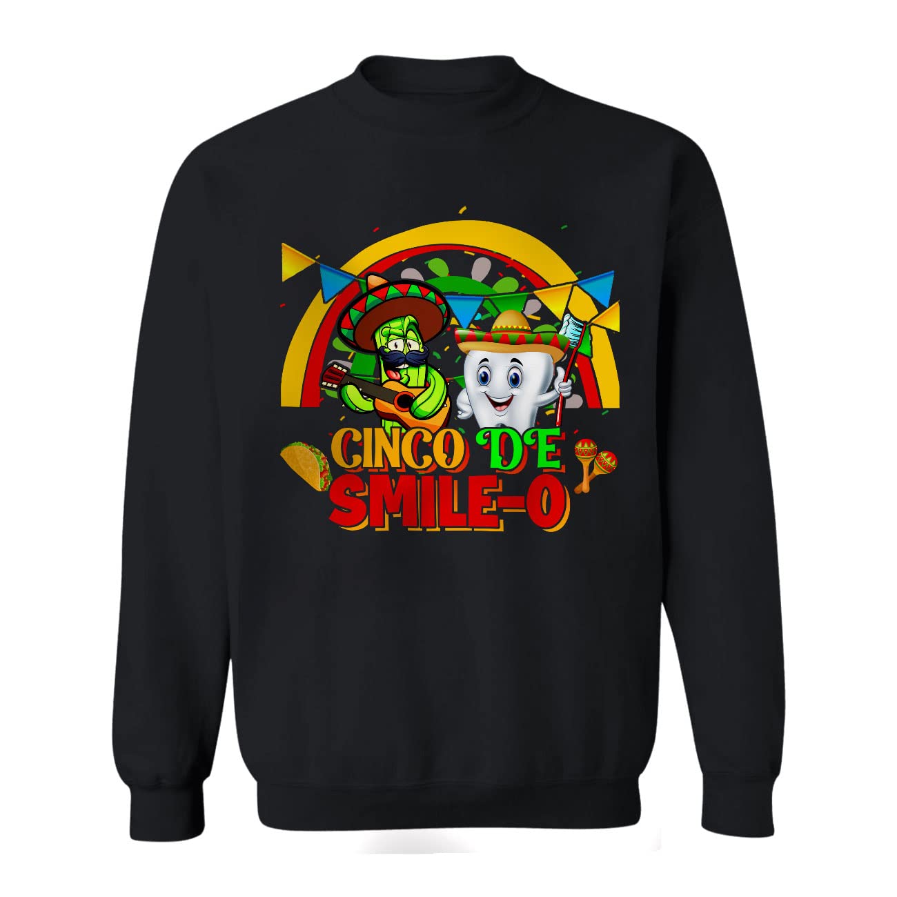 Funny Cinco De Mayo Cactus Teeth Dentist Dental Hygienist Rainbow Hoodie & Sweatshirt - Perfect for Festive Parties & Dental Office Humor