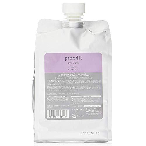 Lebel Proedit Care Works Shampoo Bounce Fit - 1000ml Refill Pack (Green Tea Scent) for Damaged Hair Repair & Volume Boost - Salon Quality Hair Care at Home