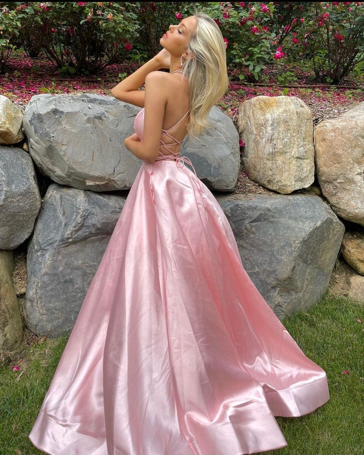 Elegant Light Pink A-Line Prom Dress - Satin Formal Gown for Birthday Party, Homecoming, Quinceañera & Special Occasions | Style J5808