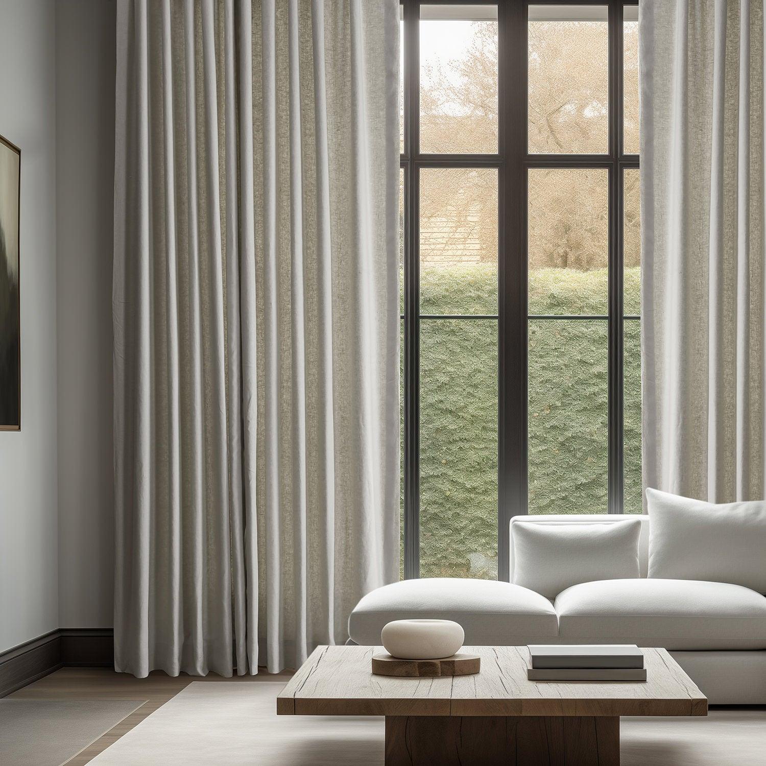 Premium Custom French Linen Curtains in Khaki - Elegant Window Treatments for Living Room, Bedroom & Dining Room