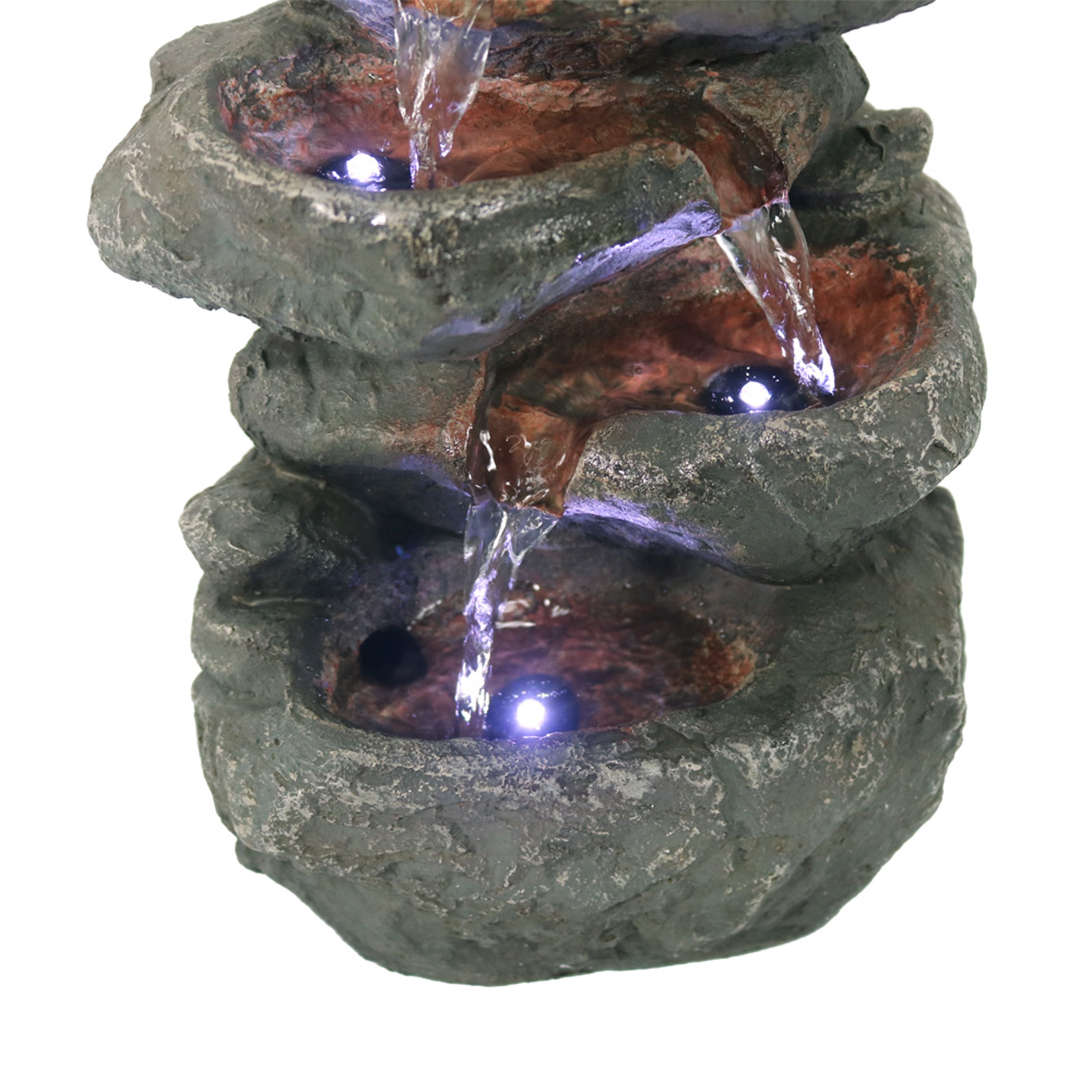 Sunnydaze Stacked Rock Waterfall Fountain with LED Lights - Outdoor Garden Decor for Patio, Yard & Landscape | Relaxing Water Feature with Soothing Sounds
