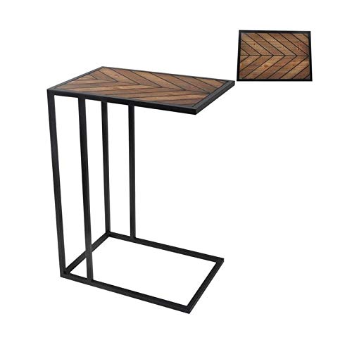 Black Rectangle C Table with Inlay Top - Set of 2 Modern Side Tables for Living Room, Bedroom or Office - Perfect for Coffee, Books & Decor