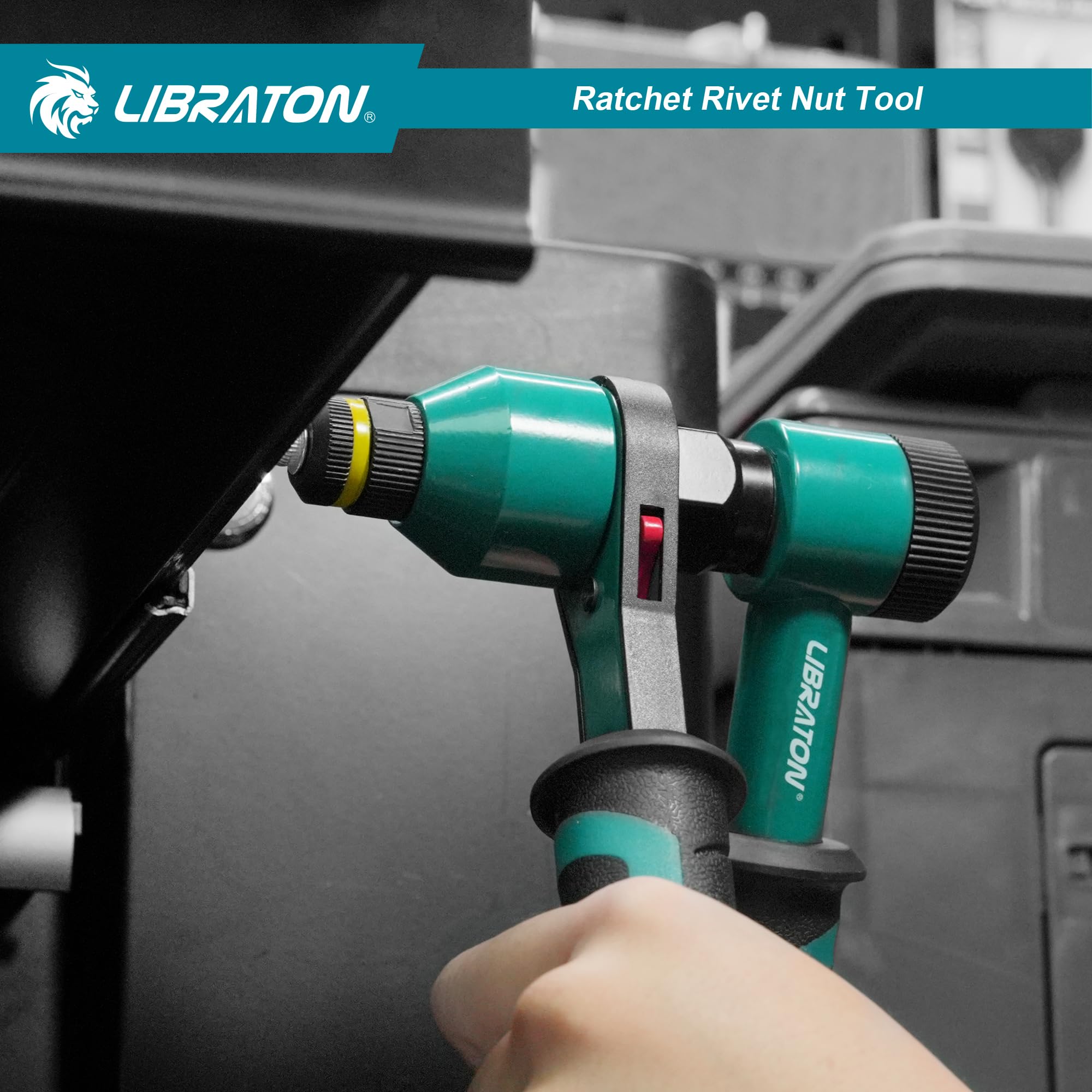 Professional LIBRATON Rivet Nut Tool Kit - Heavy Duty Nutsert Gun with 10 SAE & Metric Mandrels, 100PCS Rivet Nuts & Rugged Carry Case - Automotive Repair, Metalworking, DIY Projects & Home Improvement