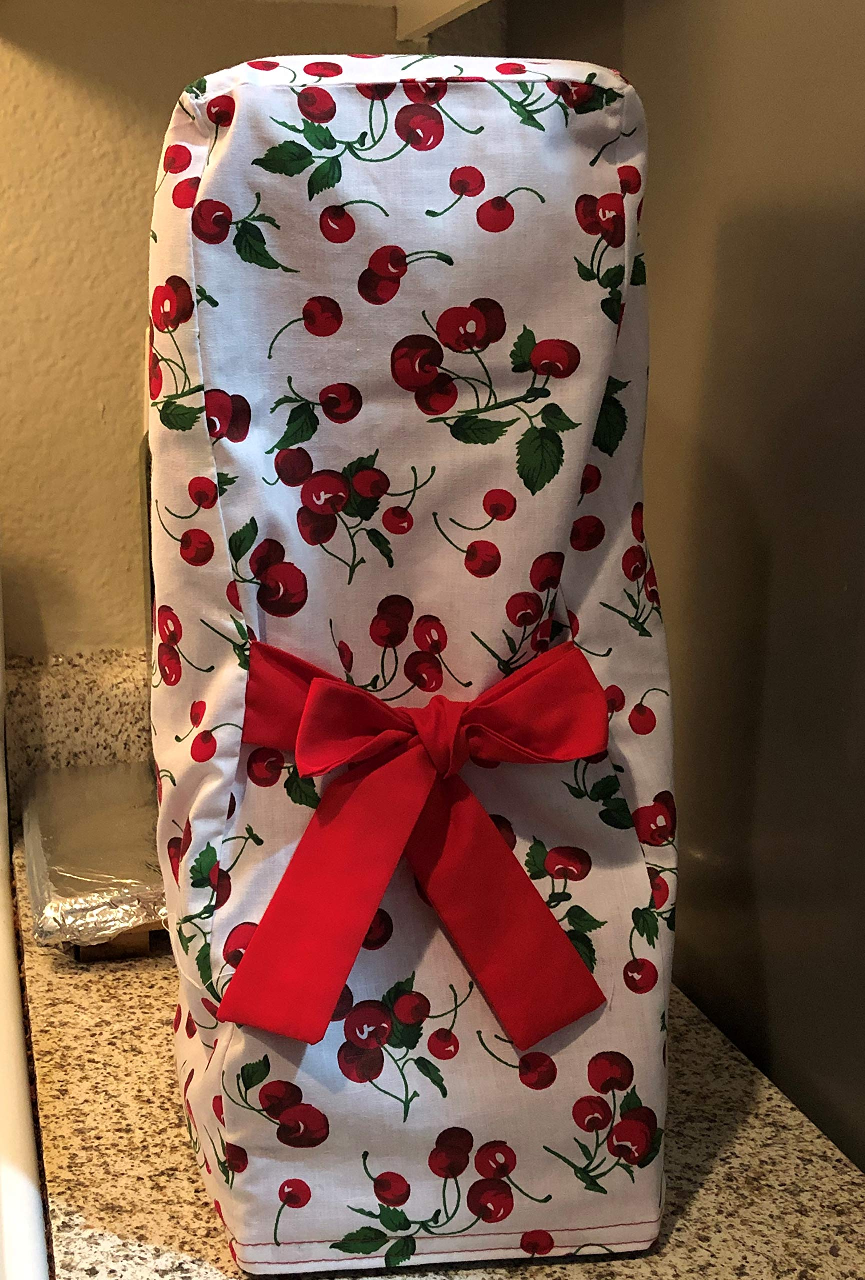 Ninja Blender Cover - Reversible 100% Cotton Dust Protection with Red Cherries Design & Ribbon Tie - Perfect for Kitchen Countertop Storage & Small Appliance Protection
