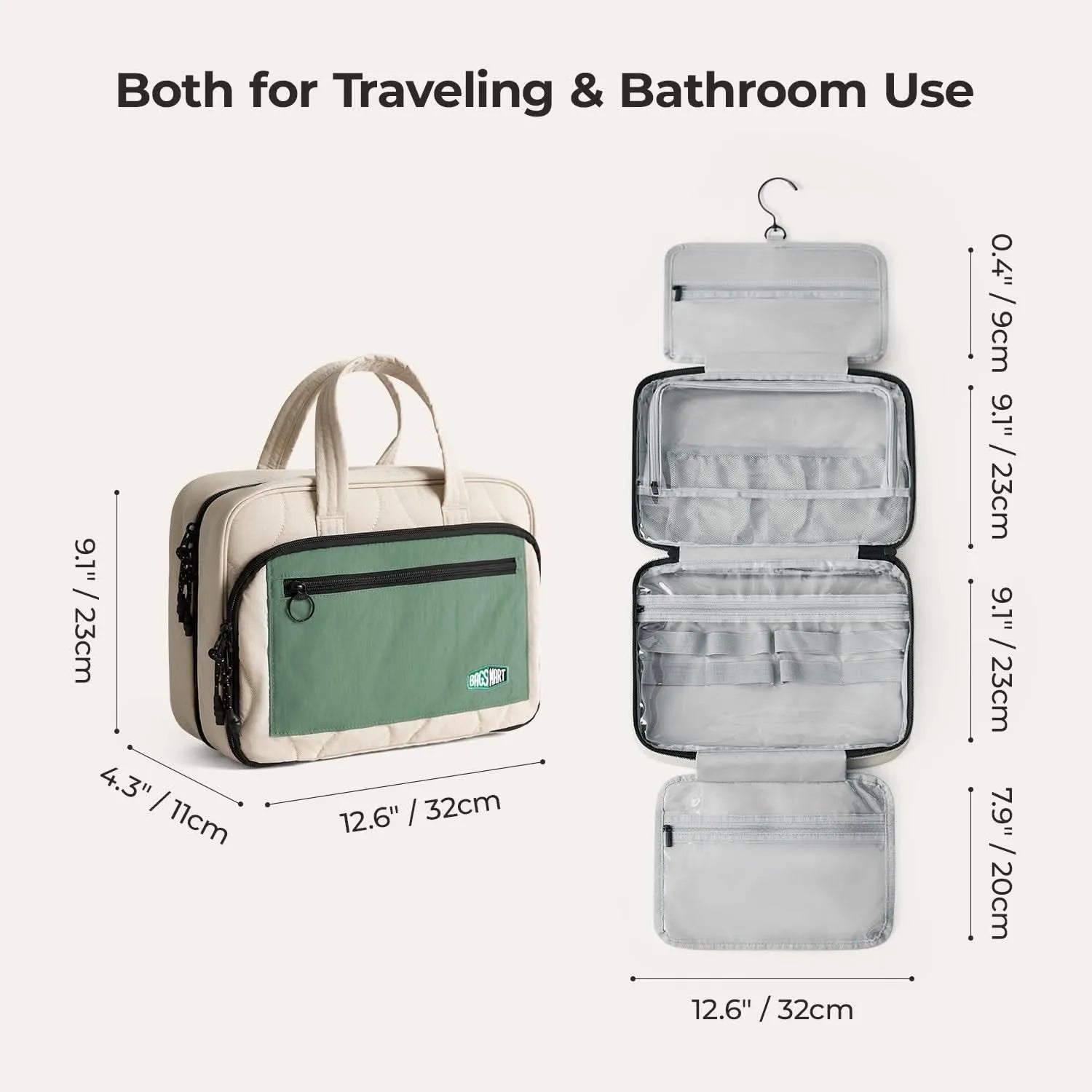 Paz Hanging Toiletry Bag for Travel - Waterproof Cosmetic Organizer with Multiple Pockets - Perfect for Bathroom, Camping & Gym Essentials Storage