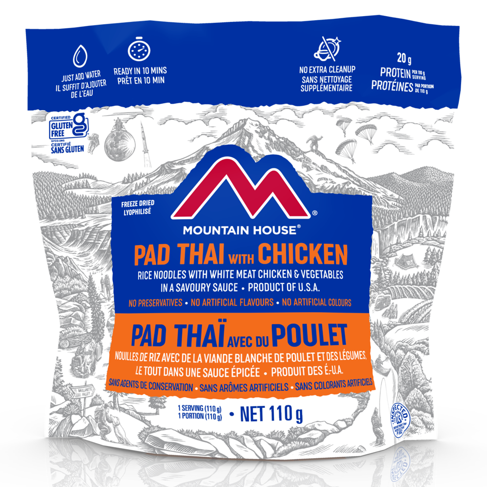 Mountain House Pad Thai with Chicken Pouch - Freeze Dried Camping & Emergency Food - Lightweight Backpacking Meal - One Serving - Perfect for Hiking, Camping & Survival Kits