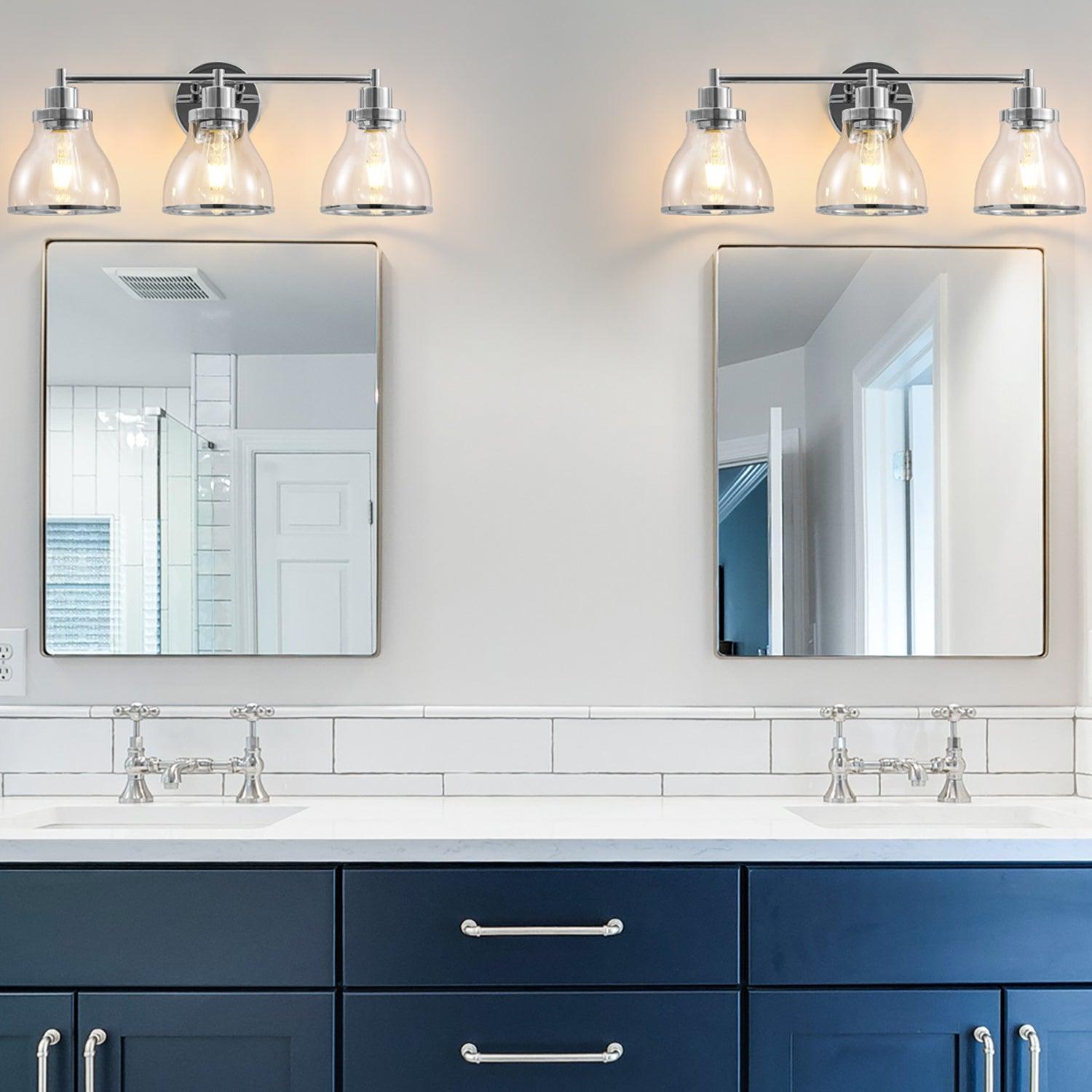 Hermosa Modern 3-Light Bathroom Vanity Light Fixture - Brushed Nickel Finish, Dimmable LED Lighting for Bathroom, Powder Room & Dressing Area