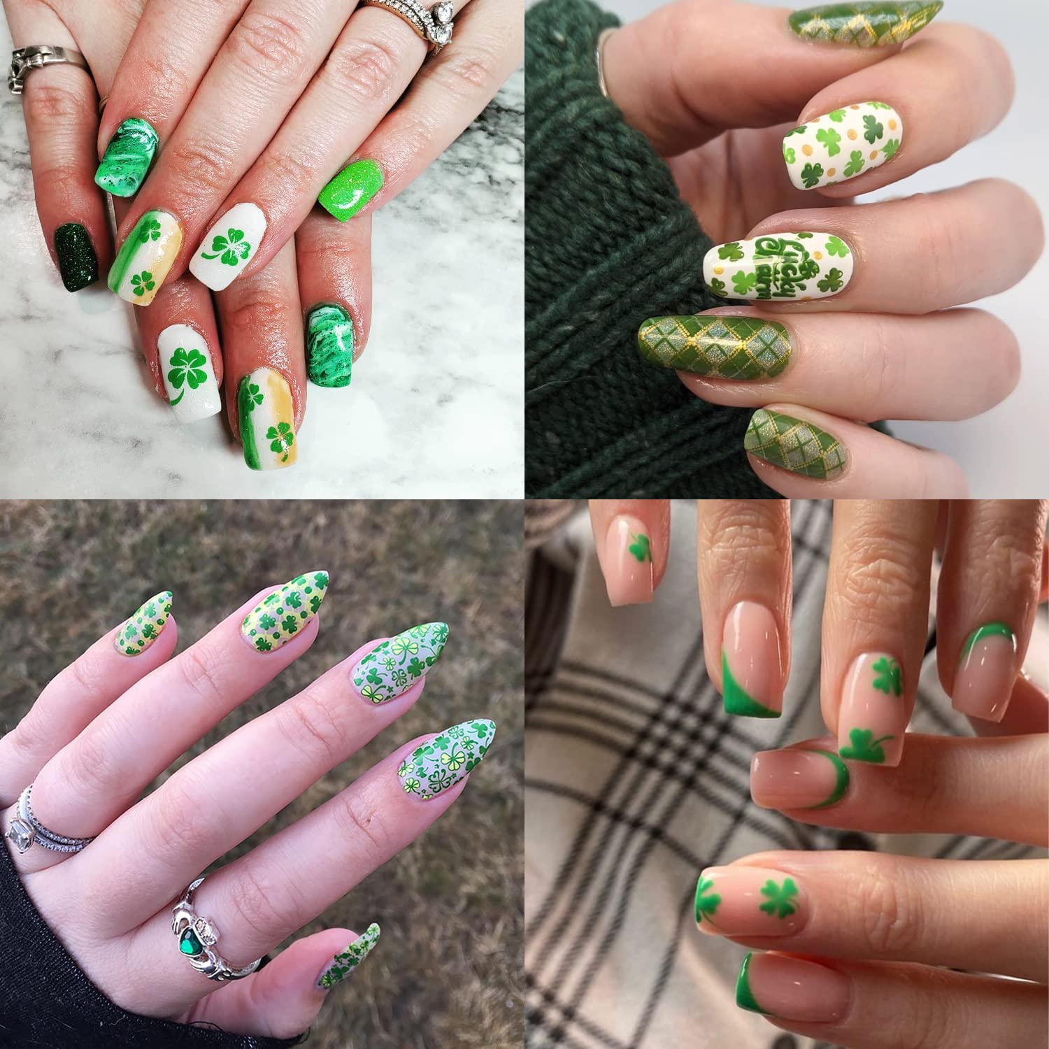 St. Patrick's Day Nail Stamping Plate Set - 10 Shamrock Nail Art Stencils for Gel & Polish - Irish Themed Manicure Tools for March 17th Decorations - Perfect for Spring Nail Designs & DIY Home Salon