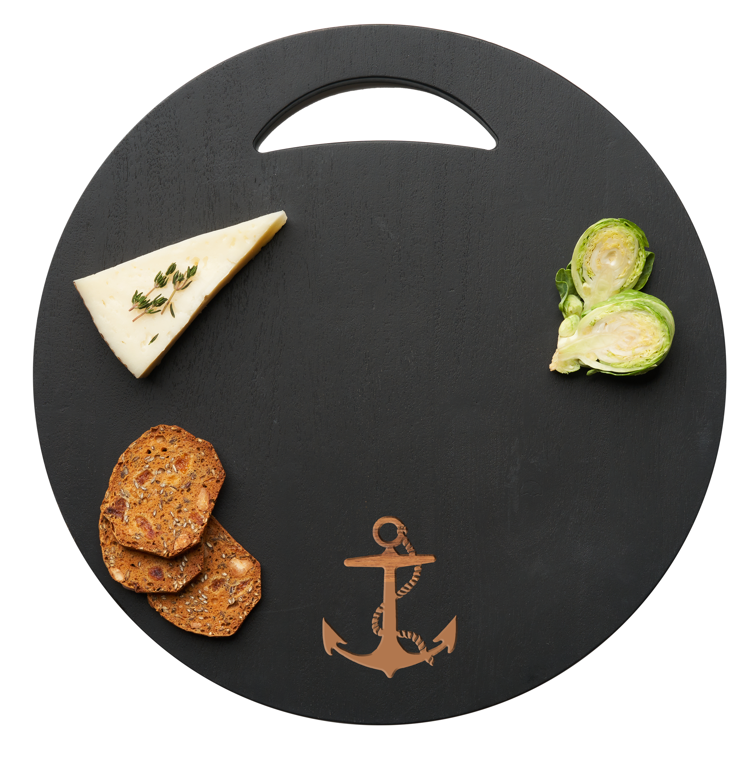 Premium Black Acacia Wood Round Cutting Board - 12.5