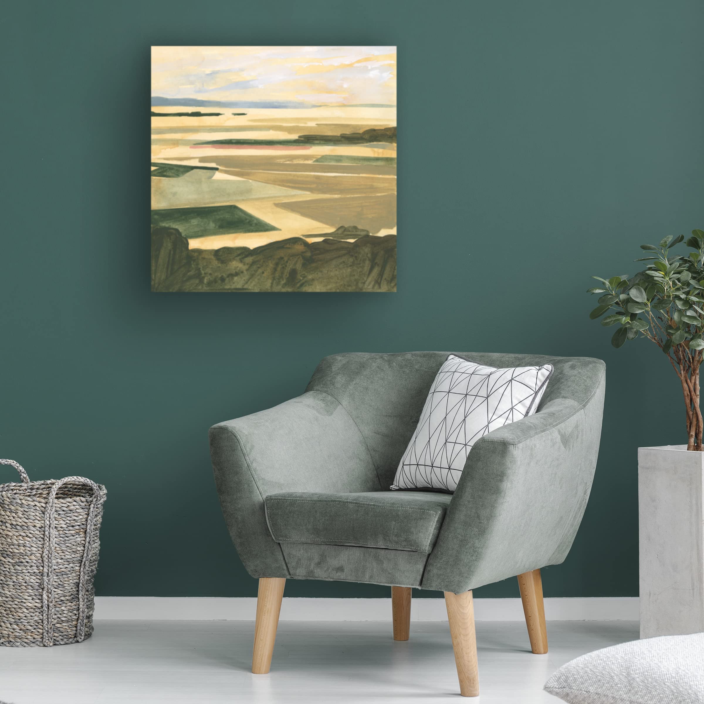 Victoria Borges 'Golden Farmland I' Canvas Wall Art Print - Countryside Landscape Painting for Living Room, Bedroom & Office Decor