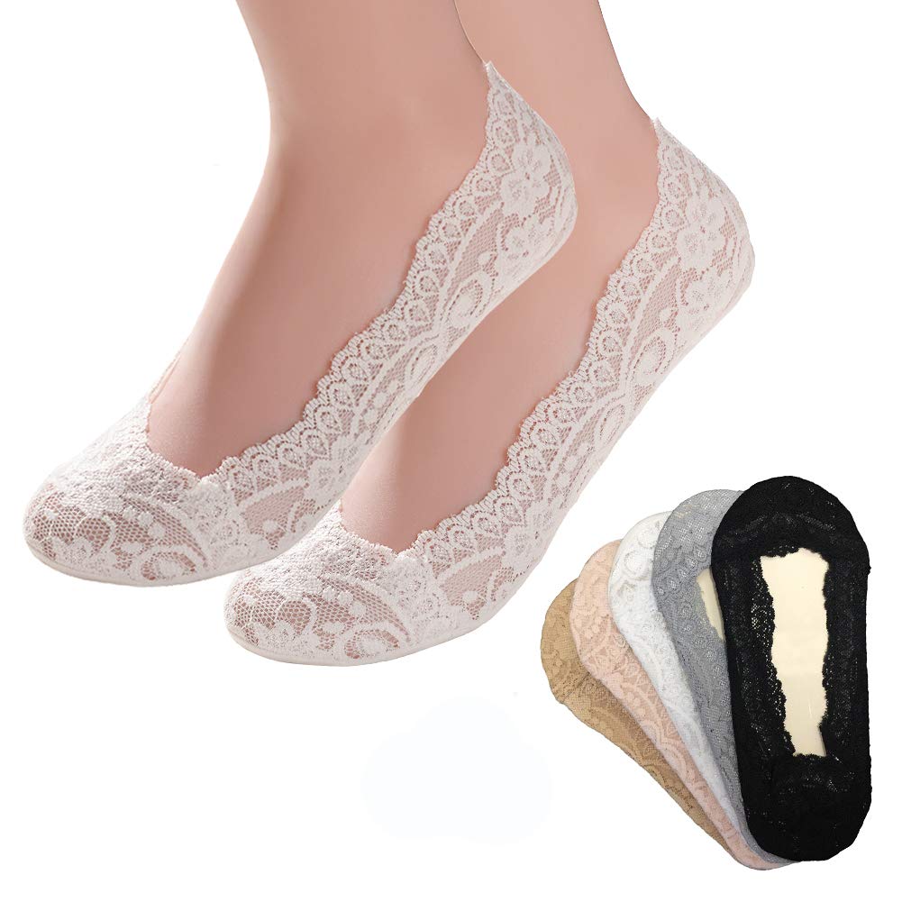 5 Pairs No Show Socks for Women - Invisible Low Cut Liner Socks with Non-Slip Grip for High Heels, Flats & Sneakers - Breathable & Comfortable for Everyday Wear