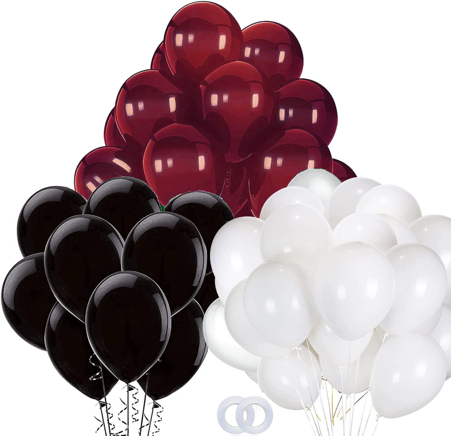 2025 Maroon Black Graduation Decorations Set - 30Pcs Burgundy White Black Balloons for Graduation Party, Birthday & Wedding (Elegant Maroon Theme) - Perfect for School Ceremonies, College Celebrations & Special Events