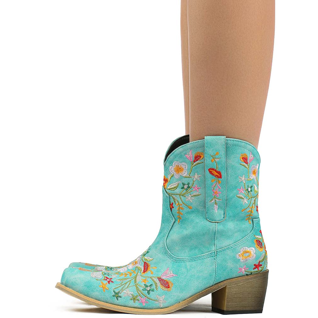 SO SIMPOK Women's Classic Cowgirl Boots - Retro Western Ankle Boots with Embroidered Design for Ladies | Perfect for Country Dancing, Rodeo Events & Western Fashion Outfits