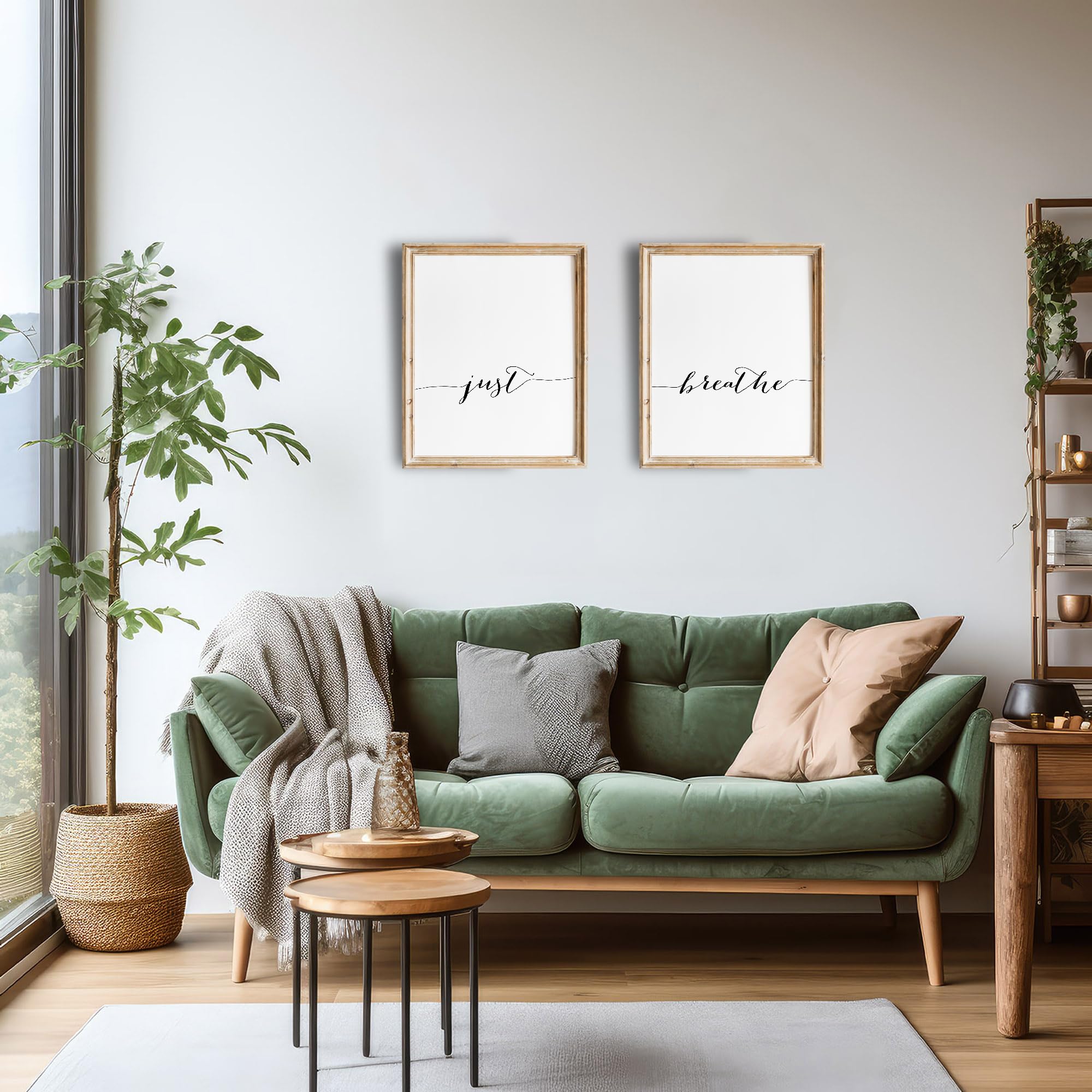 Just Breathe Wall Art Prints - Set of 2 Unframed 8x10 - Inspirational Office & Home Décor
