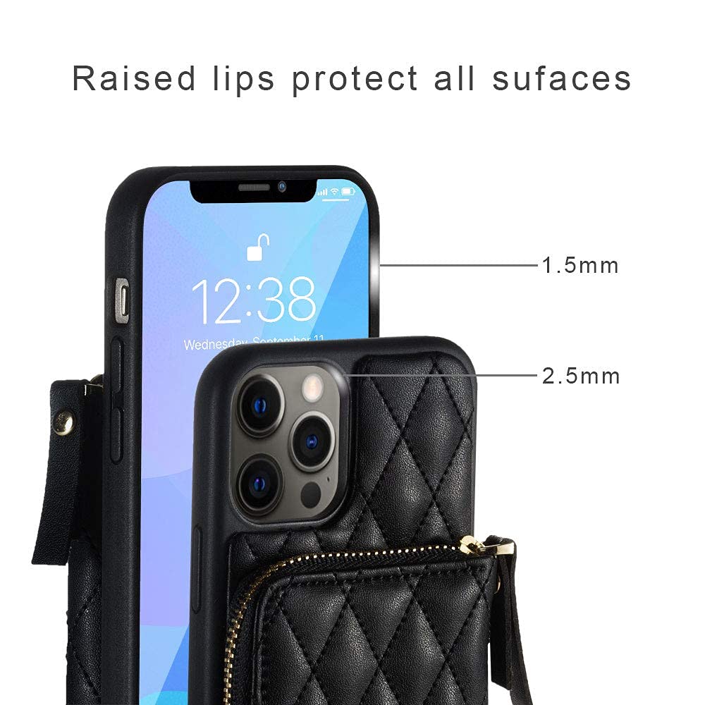 LAMEEKU Leather Wallet Case for iPhone 12/12 Pro 6.1