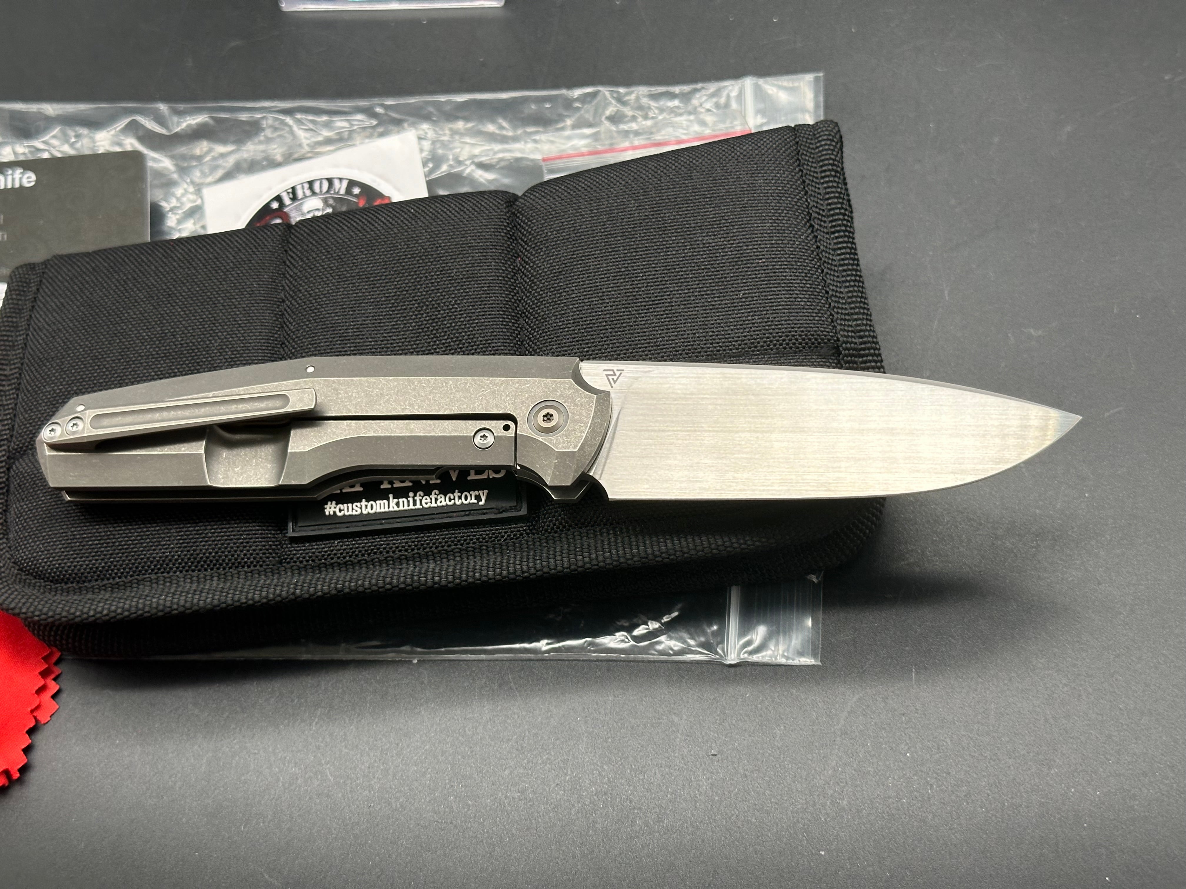 CKF Fif20Ti CF #139 - Premium M390 Satin Blade & Milled Titanium Handles - EDC Folding Knife for Outdoor, Camping & Everyday Carry