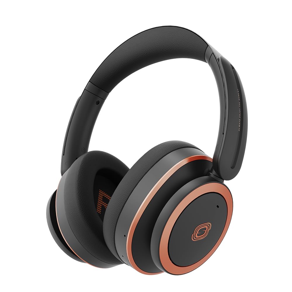 Premium Over-Ear Wireless Bluetooth Headphones with Active Noise Cancelling, 76H Playtime & Fast Charging, Built-in Mic, Foldable Design - Compatible with iPhone, iPad, Laptop & PC (Black) - Perfect for Travel, Work & Gaming