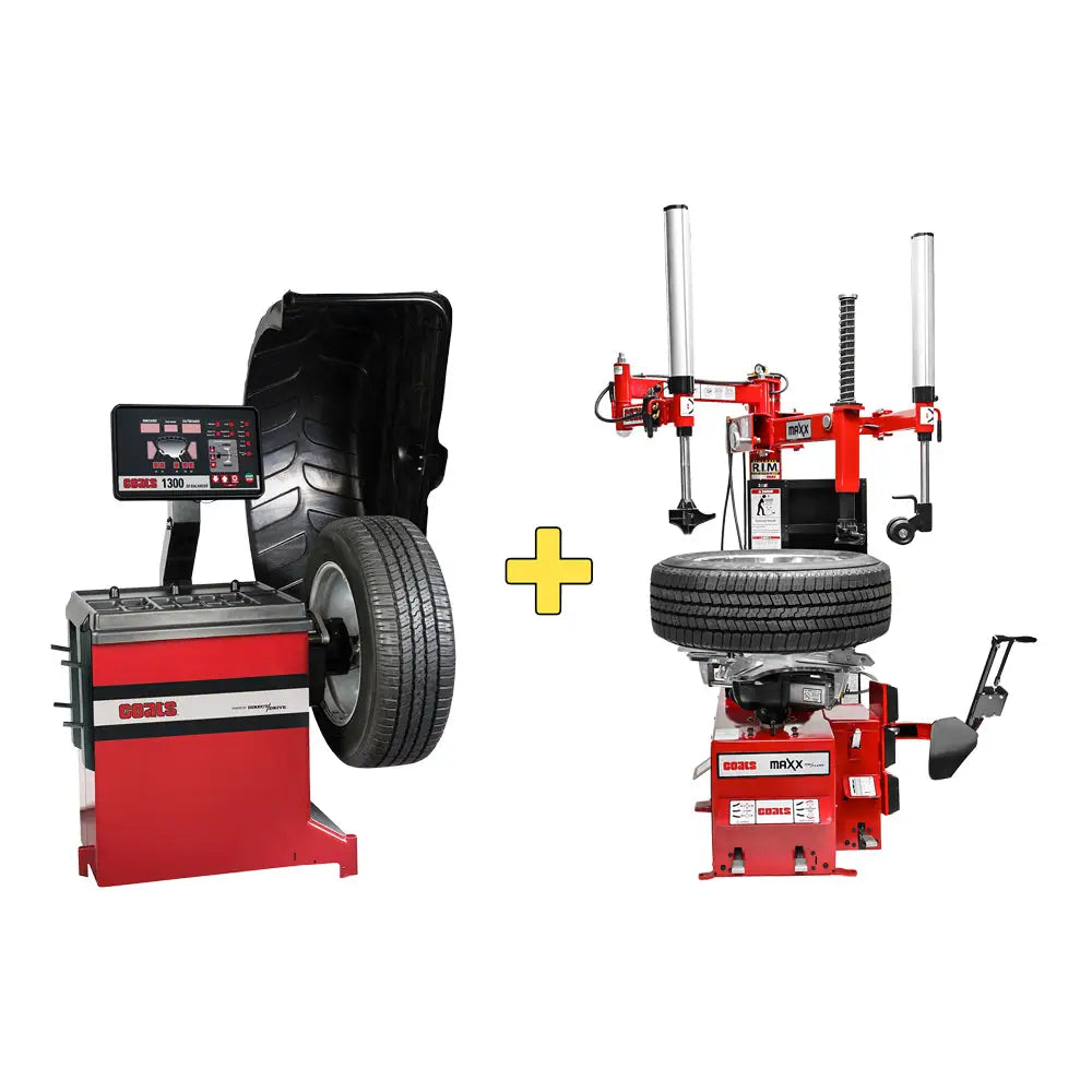 Coats 1300 Balancer & MAXX 80 Tire Changer Combo Kit - Professional Wheel Balancing & Tire Changing Equipment for Auto Repair Shops & Garages