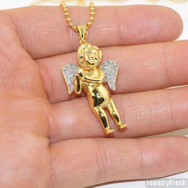 14K Gold Genuine Diamond Cherub Angel Pendant Necklace - Elegant Religious Jewelry Gift for Women, Perfect for Baptism, Christmas & Special Occasions