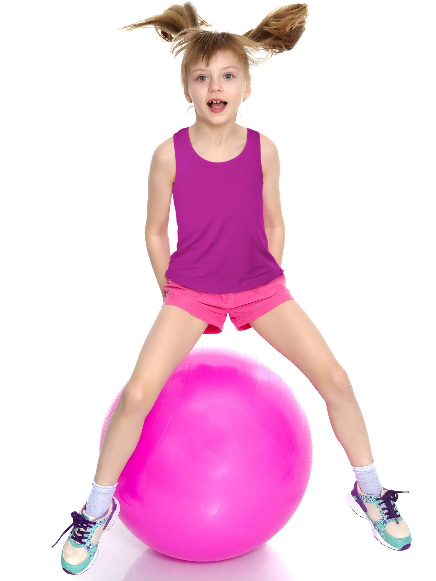 SATINIOR 4 Pack Girls Dance Tank Tops - Racerback Crop Tops Sleeveless Athletic Wear for Dance, Gymnastics, Yoga & Performance - Comfortable Workout Clothes for Kids & Teens