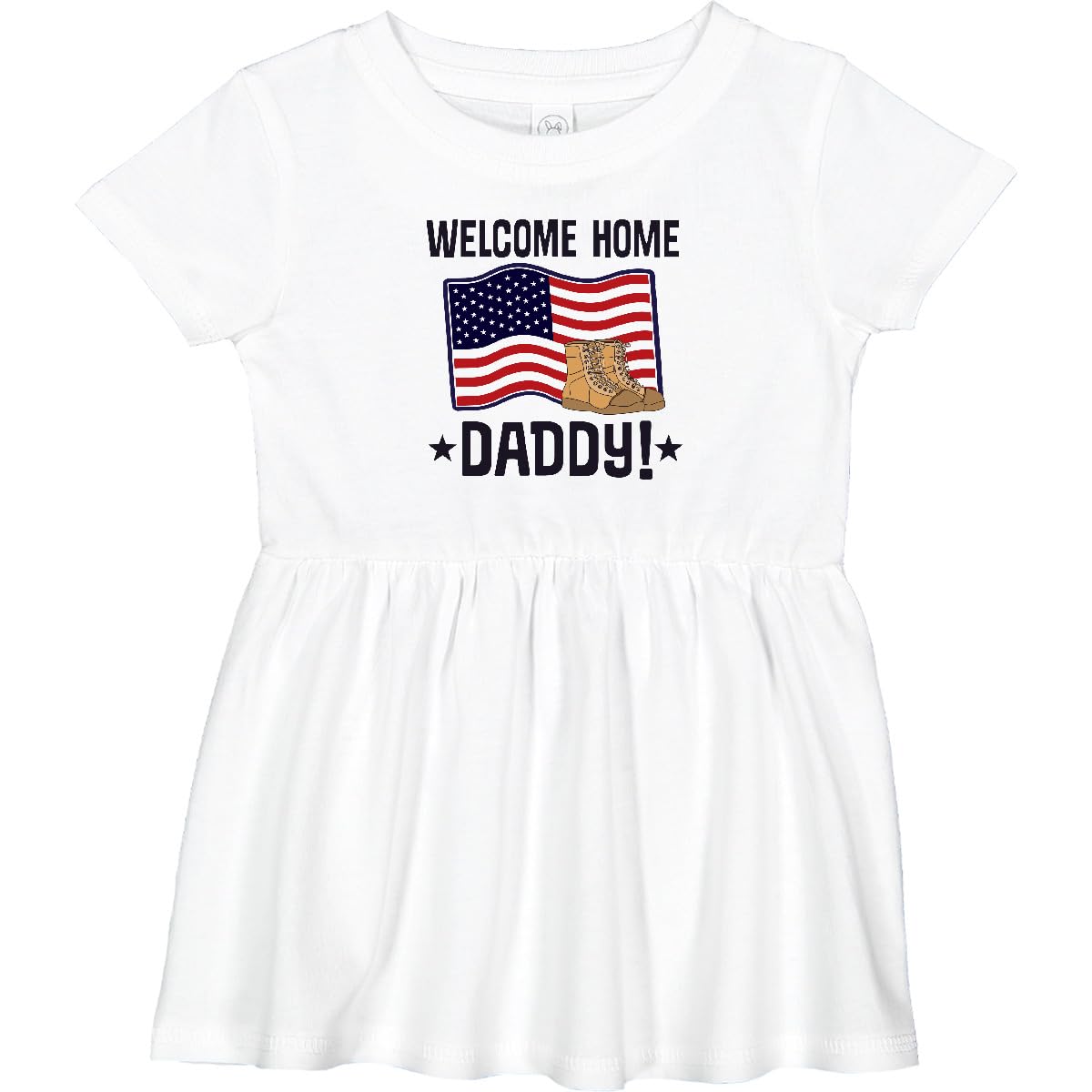 Inktastic Military Daddy Welcome Home Infant Dress - Cute Baby Girl Outfit for Homecoming & Military Family Celebrations
