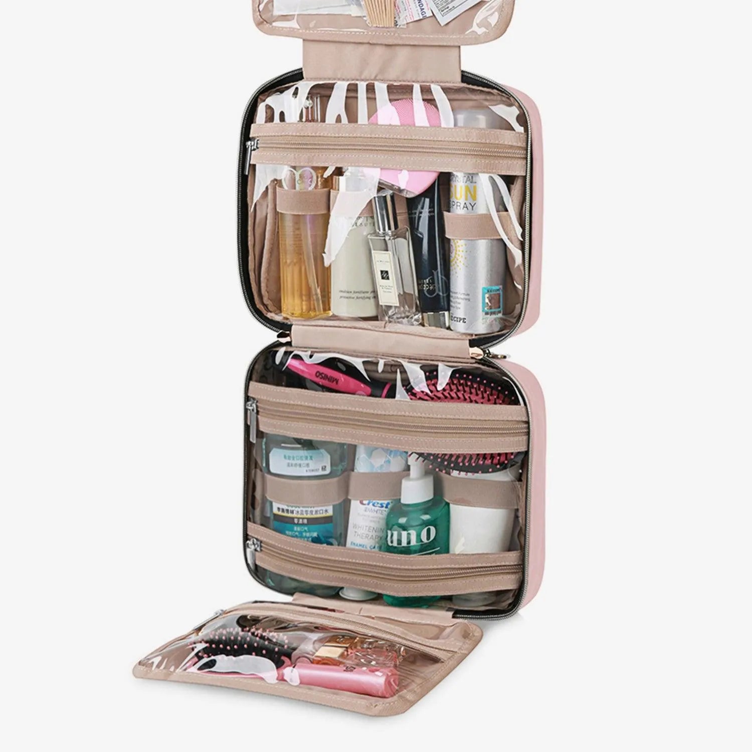 Bonchemin Pink Travel Toiletry Bag - Compact & Waterproof Cosmetic Organizer for Women - Perfect for Travel, Gym, and Daily Use