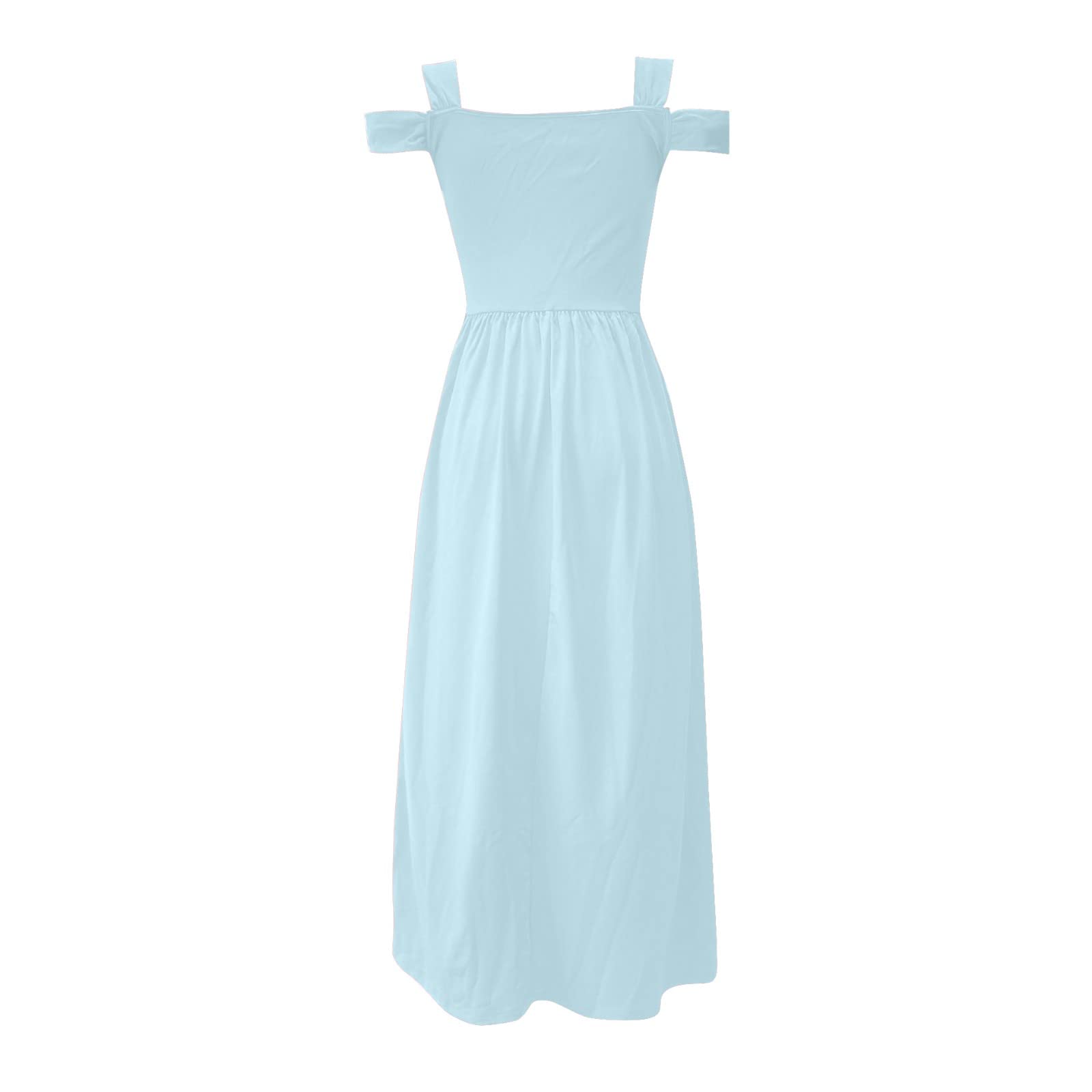 **2023 Women's Sexy V-Neck Spaghetti Strap Maxi Dress - Boho Summer Sundress with High Slit for Beach, Wedding Guest & Casual Outings**