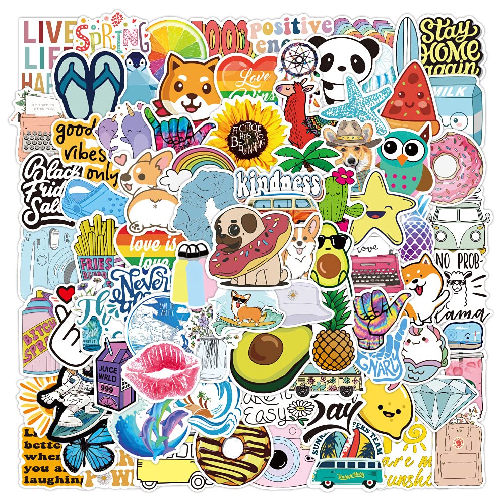 100Pcs Cute Animal Stickers for Kids - 6 Styles Waterproof Vinyl Stickers (E-186) for Laptop, Skateboard, Water Bottle, Car & Wall Decor - Perfect for Thanksgiving, School & DIY Crafts