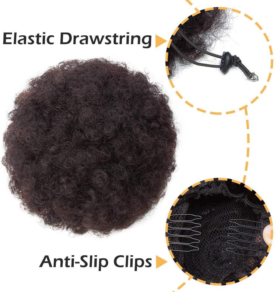 Afro Kinky Curly Ponytail Human Hair Extension - Natural Black African Hair Bun with Clips for Women | Perfect for Protective Styles, Natural Hairstyles & Everyday Wear