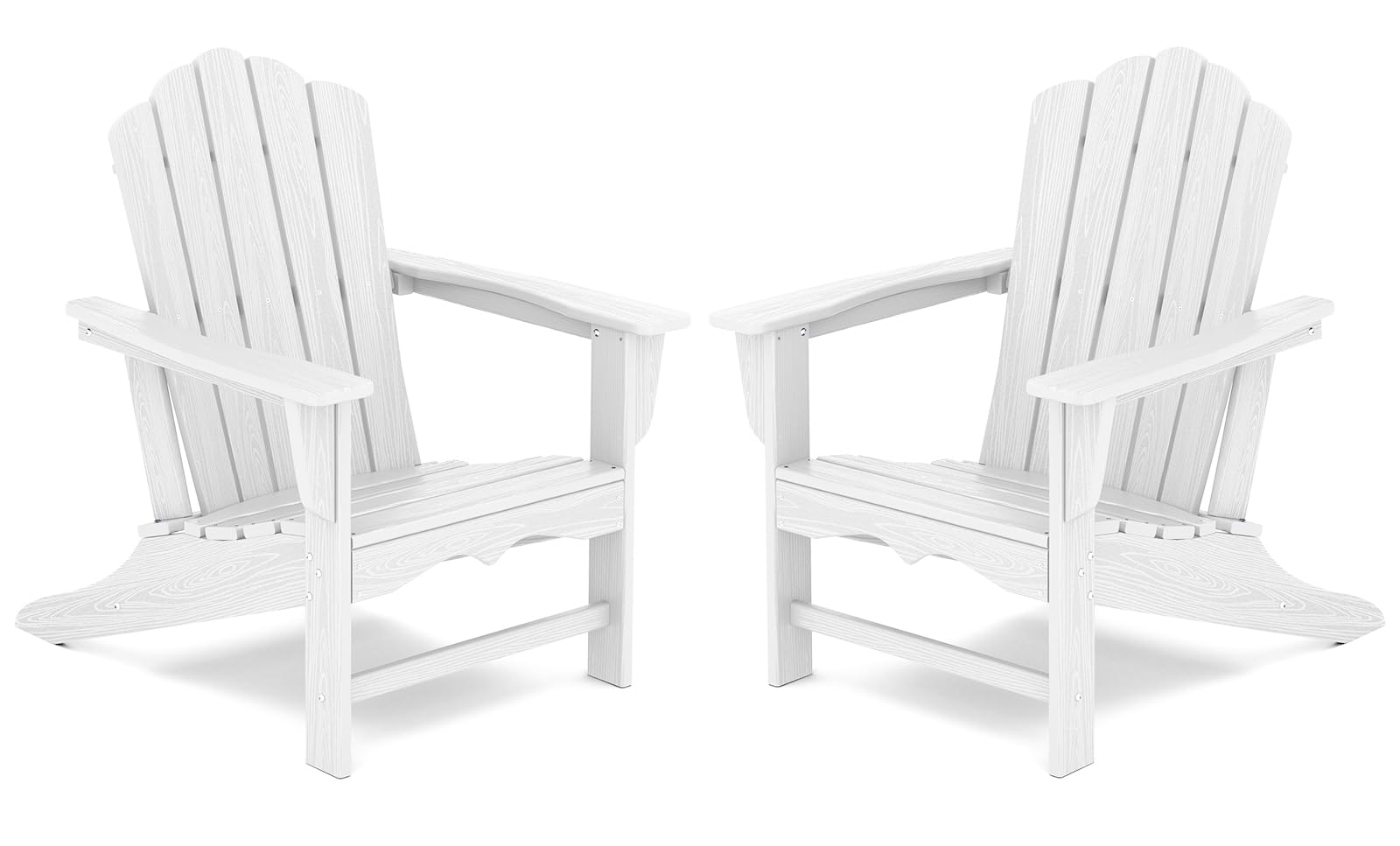Premium HDPE Adirondack Chair Set of 2 - All-Weather Outdoor Patio Furniture - Classic White Plastic Chairs for Garden, Poolside & Backyard Relaxation