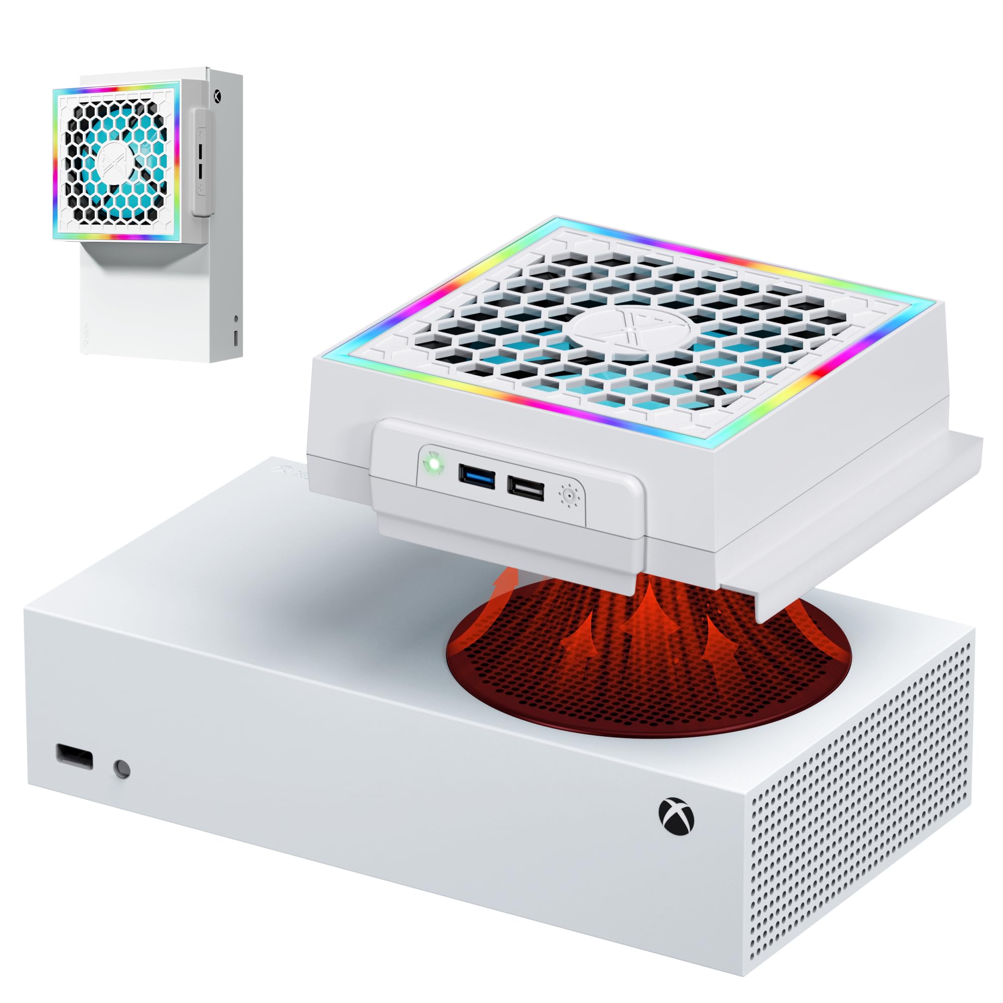 RGB Cooling Fan for Xbox Series S - 3 Speed Adjustable High Performance Cooling System with Quiet Operation | Compatible with Horizontal & Vertical Placement | White Gaming Accessory | Perfect for Long Gaming Sessions & Overheating Protection