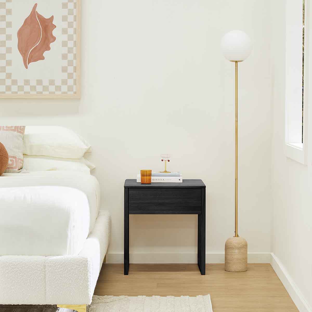 Modern Avalon Bedside Table with Drawer - Nightstand for Bedroom, Living Room, or Office - Compact Storage Solution with Sleek Design