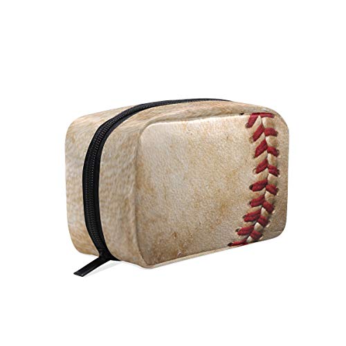Vintage Baseball Lace Cosmetic Bag - Women's Travel Toiletry Organizer for Makeup Brushes