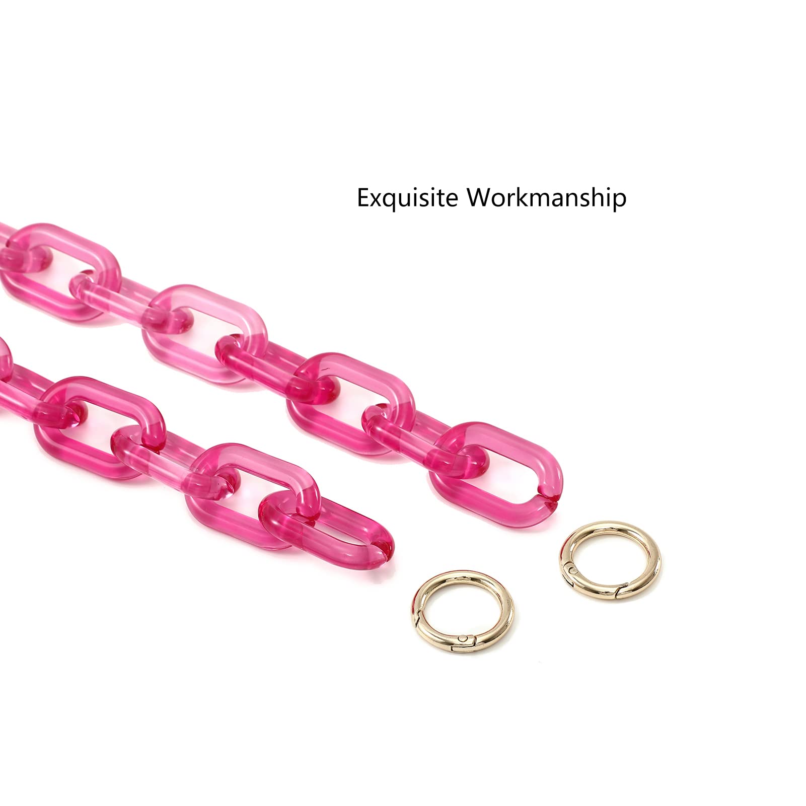 Chunky Acrylic Purse Strap Replacement - Rose Gold Bag Chain Handle for Handbag DIY Accessories & Decoration | Perfect for Crossbody Bags, Tote Bags & Fashion Accessories