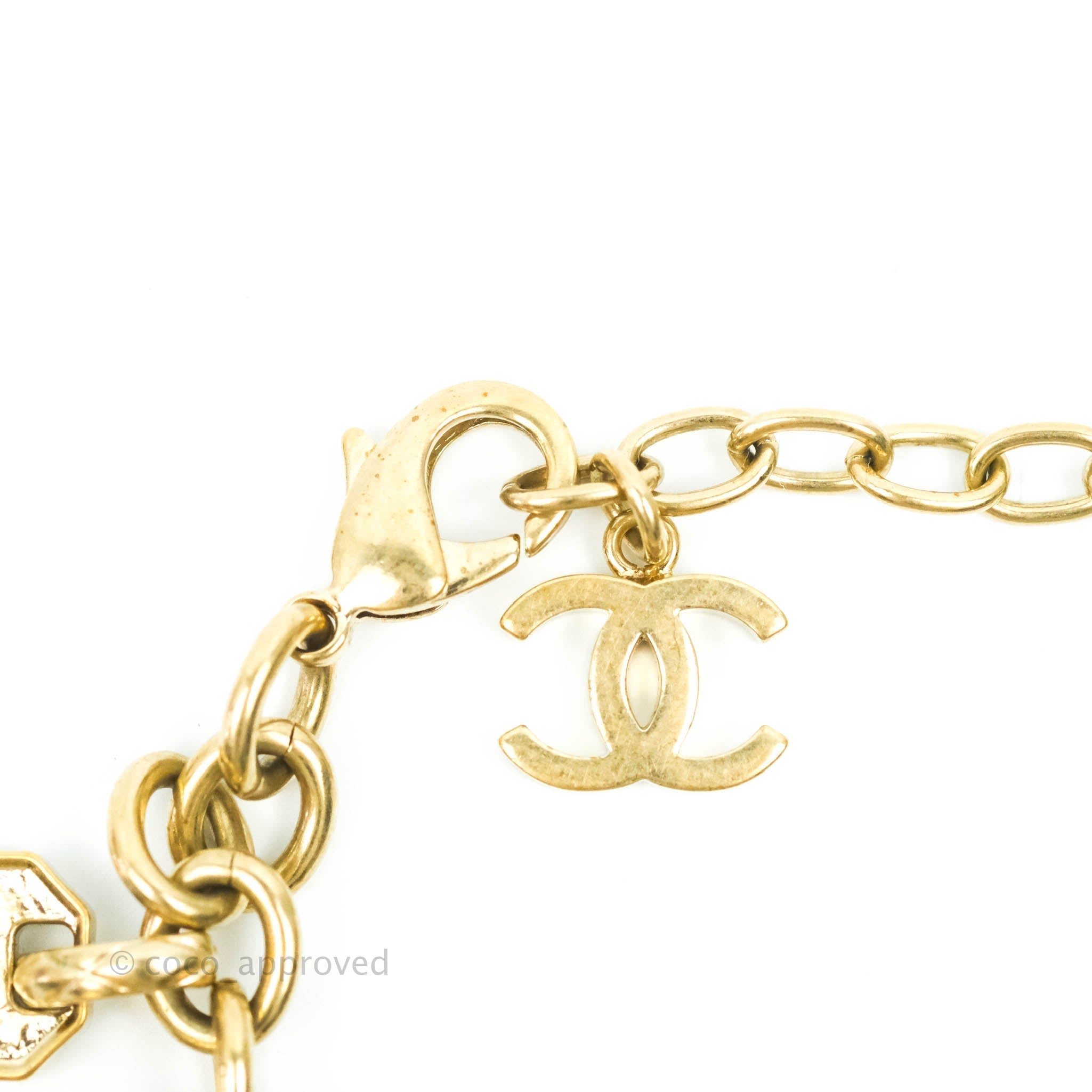 Chanel Gold Tone Chain Bracelet with Charms - Elegant Fashion Jewelry for Women | Perfect for Parties, Weddings & Everyday Wear