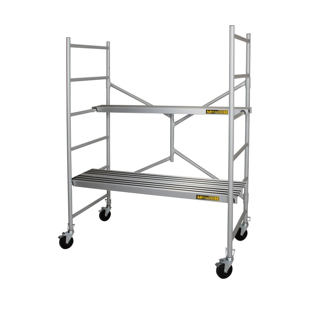 6' High Portable Aluminum Scaffold with 5 Heavy-Duty Casters & 3 Anti-Slip Platforms - Perfect for Home Renovation, Construction Work, and Warehouse Maintenance