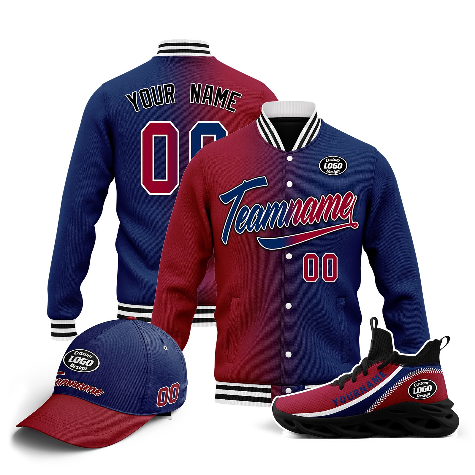 Custom Personalized Jacket, MaxSoul Shoes & Hat Combo Set - Stylish Outfit for Men & Women | Perfect for Casual Wear, Street Fashion & Outdoor Activities | D028016-3