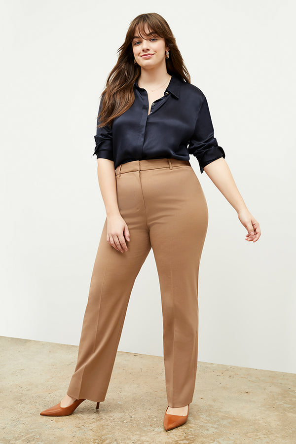 Smith Straight Trouser Washable Wool Twill Pants for Men - Comfortable Office & Business Casual Wear in Camel Color