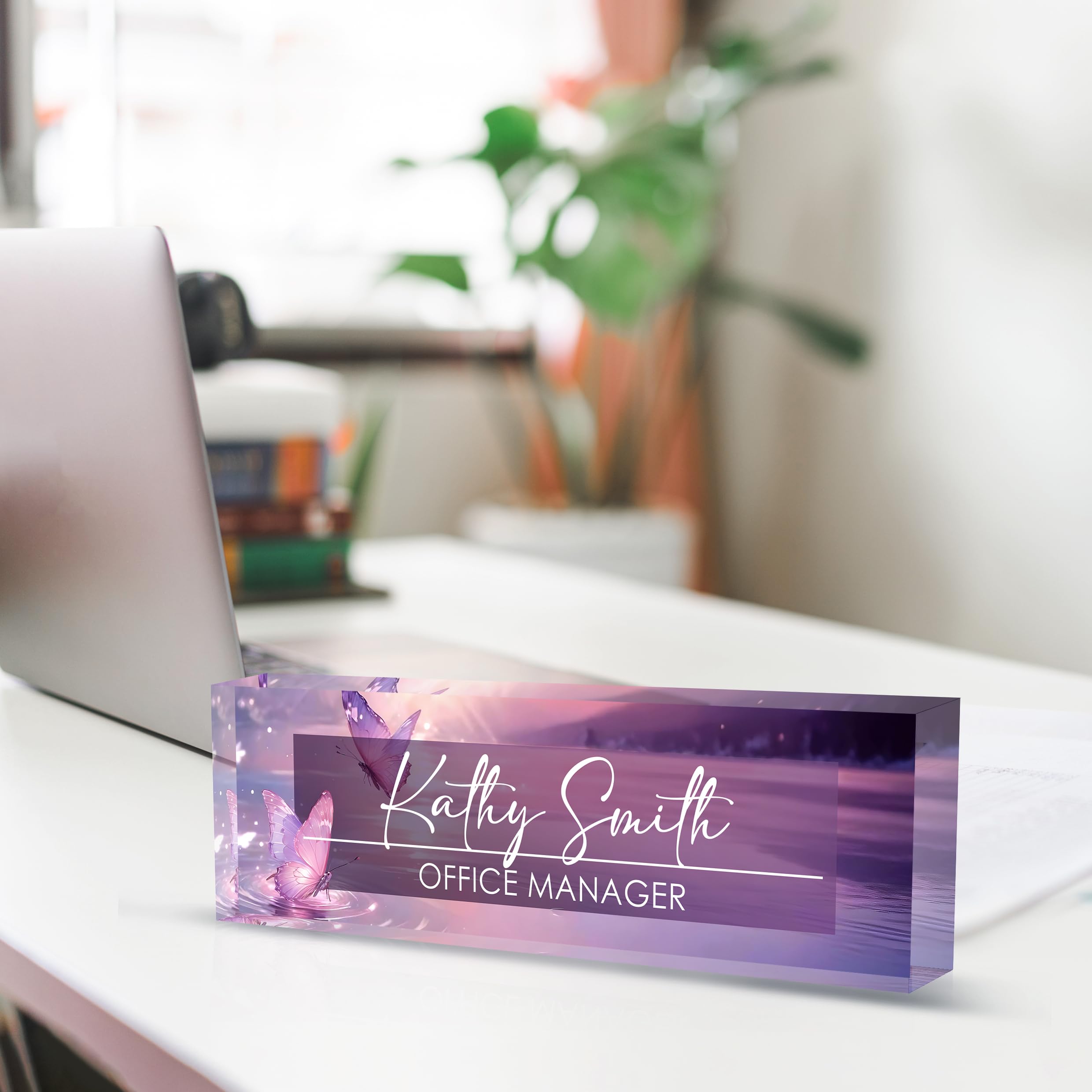Personalized Acrylic Desk Name Plate - Custom Office Name Sign for Boss, Teacher, Coworkers & Employees | Professional Desk Accessory for Office, Home & Workstation Decor