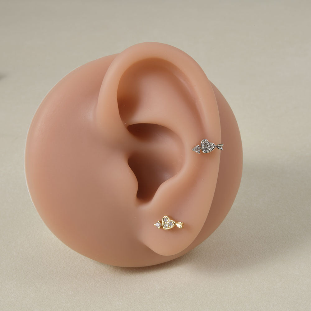 16G Tiny Bumble Bee Stud Earrings - Heart Conch Helix Cartilage Studs with Ball Back - Hypoallergenic Stainless Steel Jewelry for Women | Perfect for Everyday Wear, Gifts & Piercing Healing