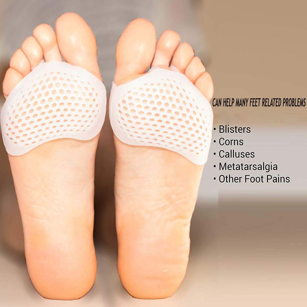 Clopic Silicone Gel Half Toe Sleeve & Heel Cups Pad - Anti-Slip Forefoot Soft Pads for Heel & Ankle Pain Relief, Cracked Heels Repair Combo (1 Toe Half + Heel Cups) - Ideal for Running, Walking & Everyday Comfort