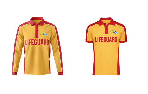 Men's Pool Lifeguard Polo Shirt - Long & Short Sleeve Options - Comfortable Swim Shirt for Lifeguards, Water Safety Professionals & Beach Activities