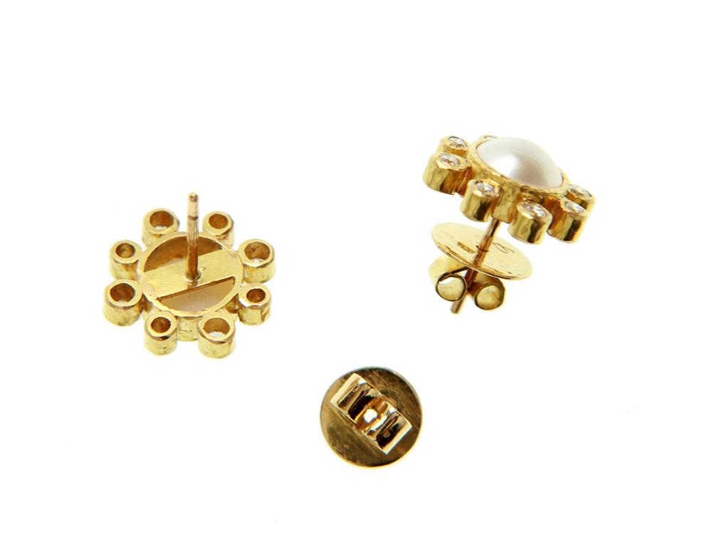 Elizabeth Locke 14K Gold Akoya Pearl & Diamond Stud Earrings – Elegant Jewelry for Women, Perfect for Weddings, Parties & Special Occasions