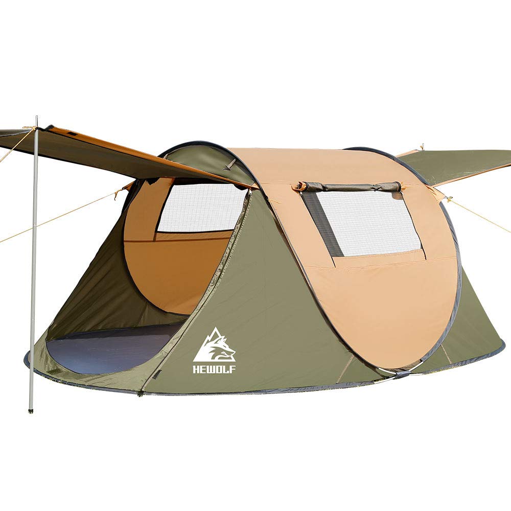 Hewolf 2/4 Person Pop Up Camping Tent - Instant Easy Setup, Waterproof & Windproof, Automatic Family Tent for Camping, Hiking, Backpacking & Outdoor Adventures - Perfect for Family Trips, Beach Days & Music Festivals