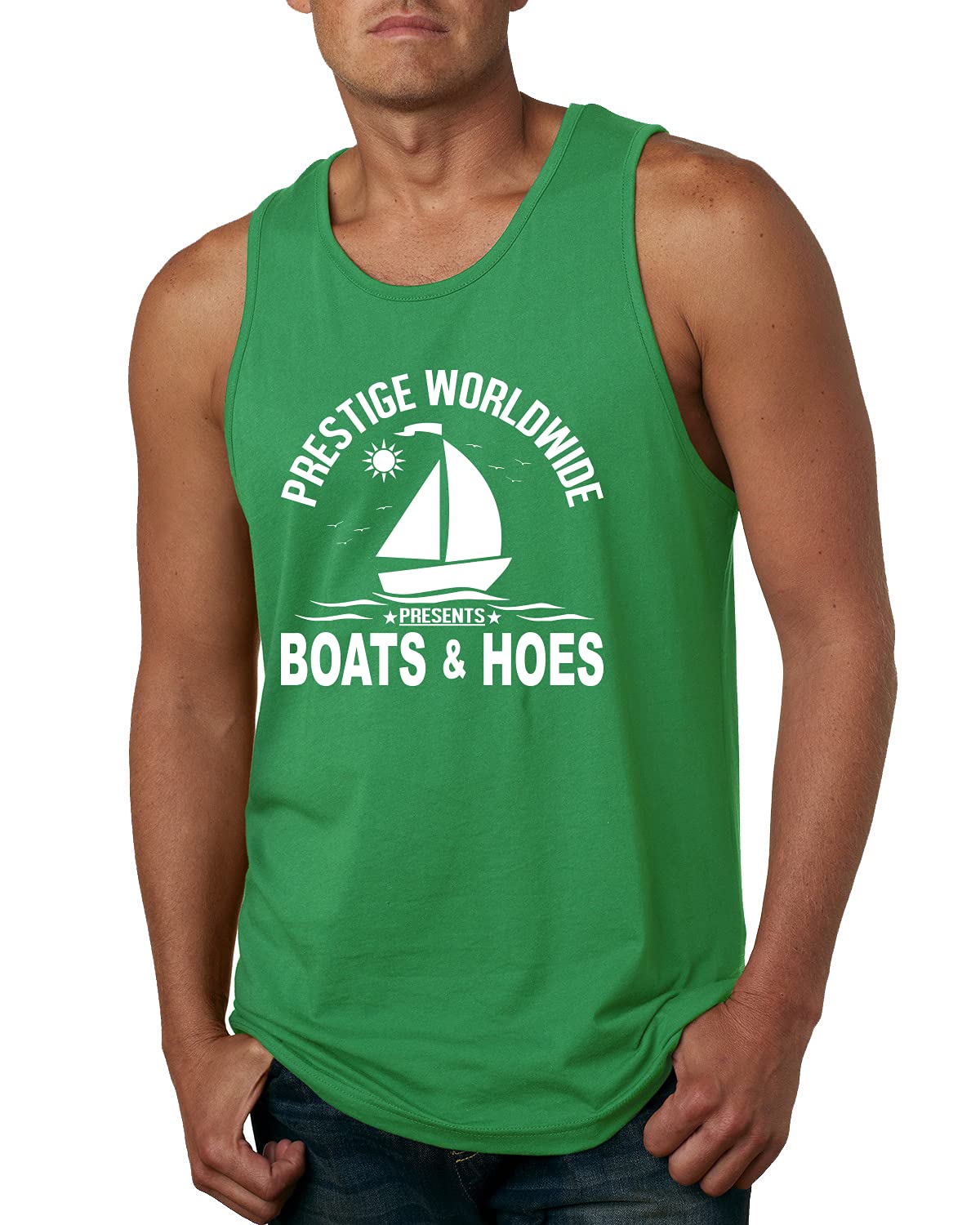 Funny Boats and Hoes Graphic Tank Top for Men - Pop Culture Humor Tee - Perfect for Summer, Beach, and Casual Outings