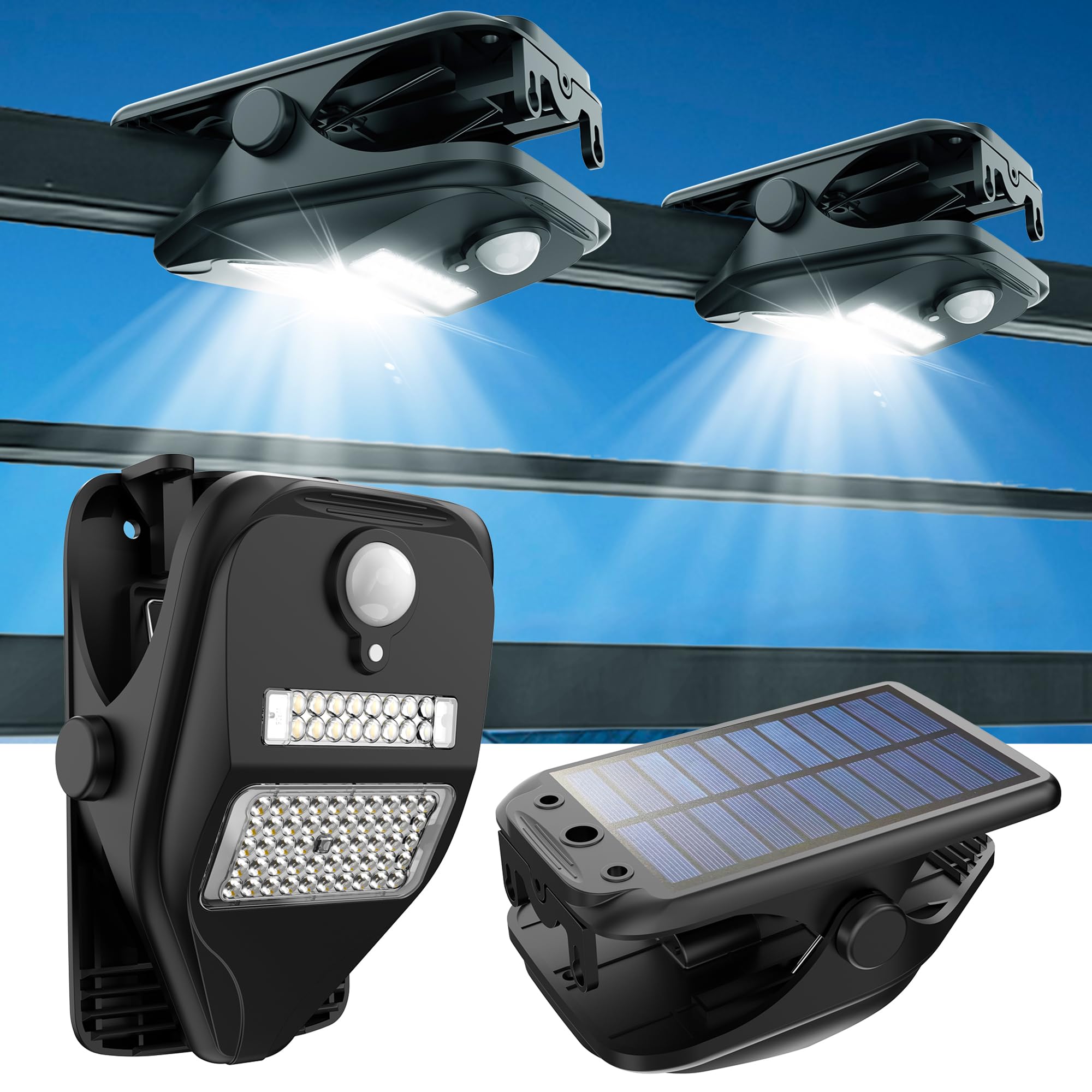 JJX 132LEDs Solar Powered Motion Sensor Lights Outdoor 2 Pack - 2000mAh Rechargeable Battery, IP65 Waterproof for Garden, Pathway, Camping & Security Lighting
