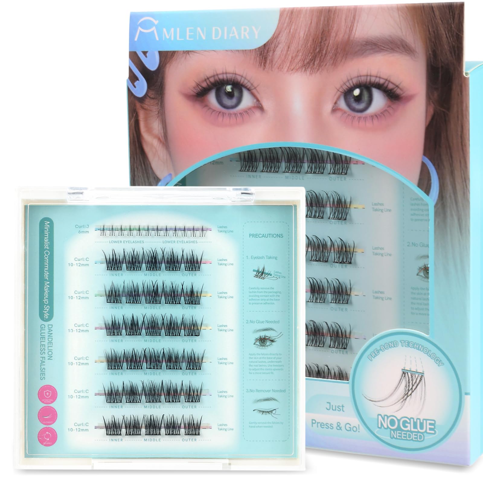 Self Adhesive Lash Clusters - DIY Eyelash Extensions D Curl Natural Look (36Pcs) - 10-12MM No Glue Individual Lashes for Easy Home Application | Perfect for Everyday Wear, Special Occasions & Professional Makeup Looks