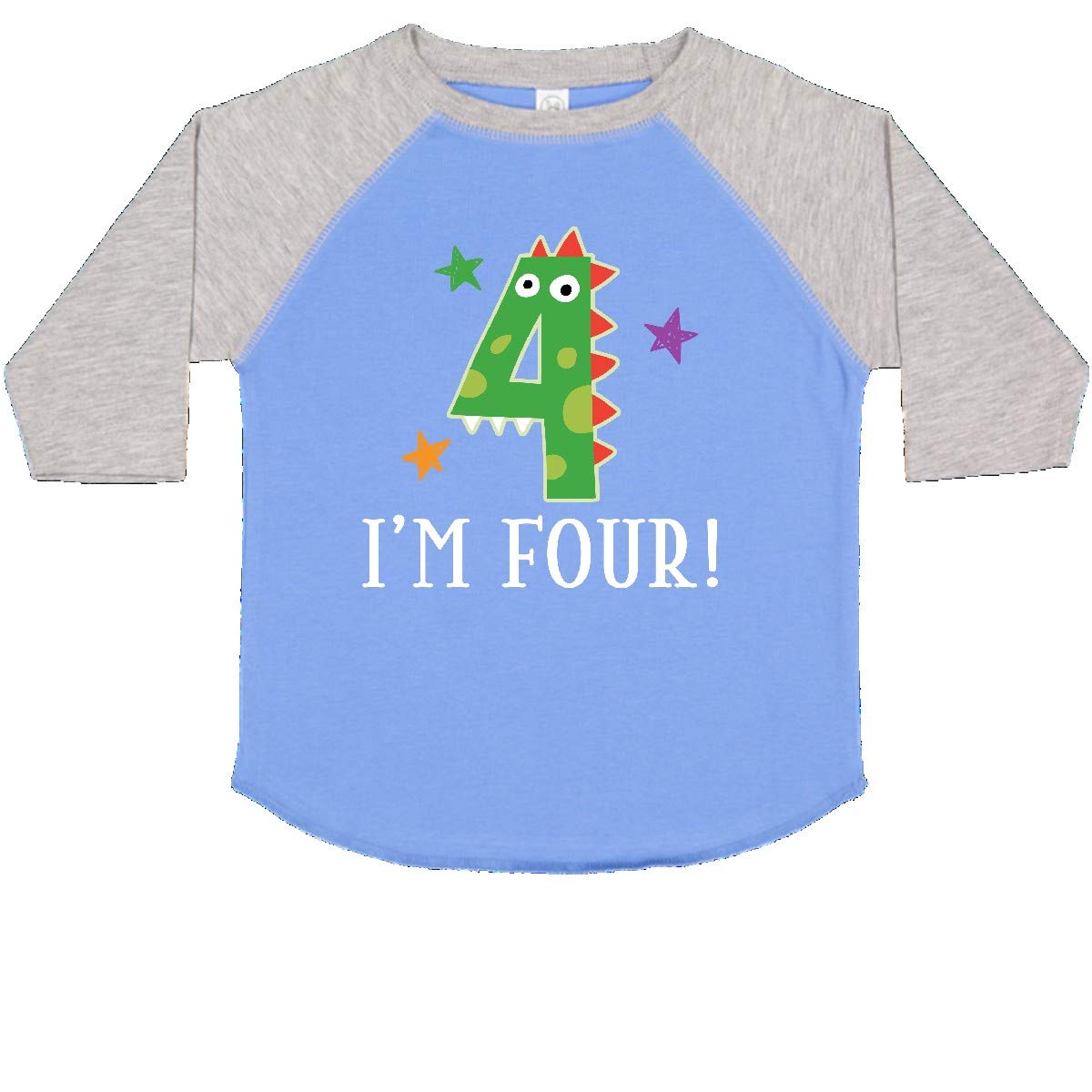 Inktastic 4th Birthday Dinosaur T-Shirt for 4 Year Old Boys & Girls - Fun Toddler Dino Graphic Tee for Birthday Parties & Playdates