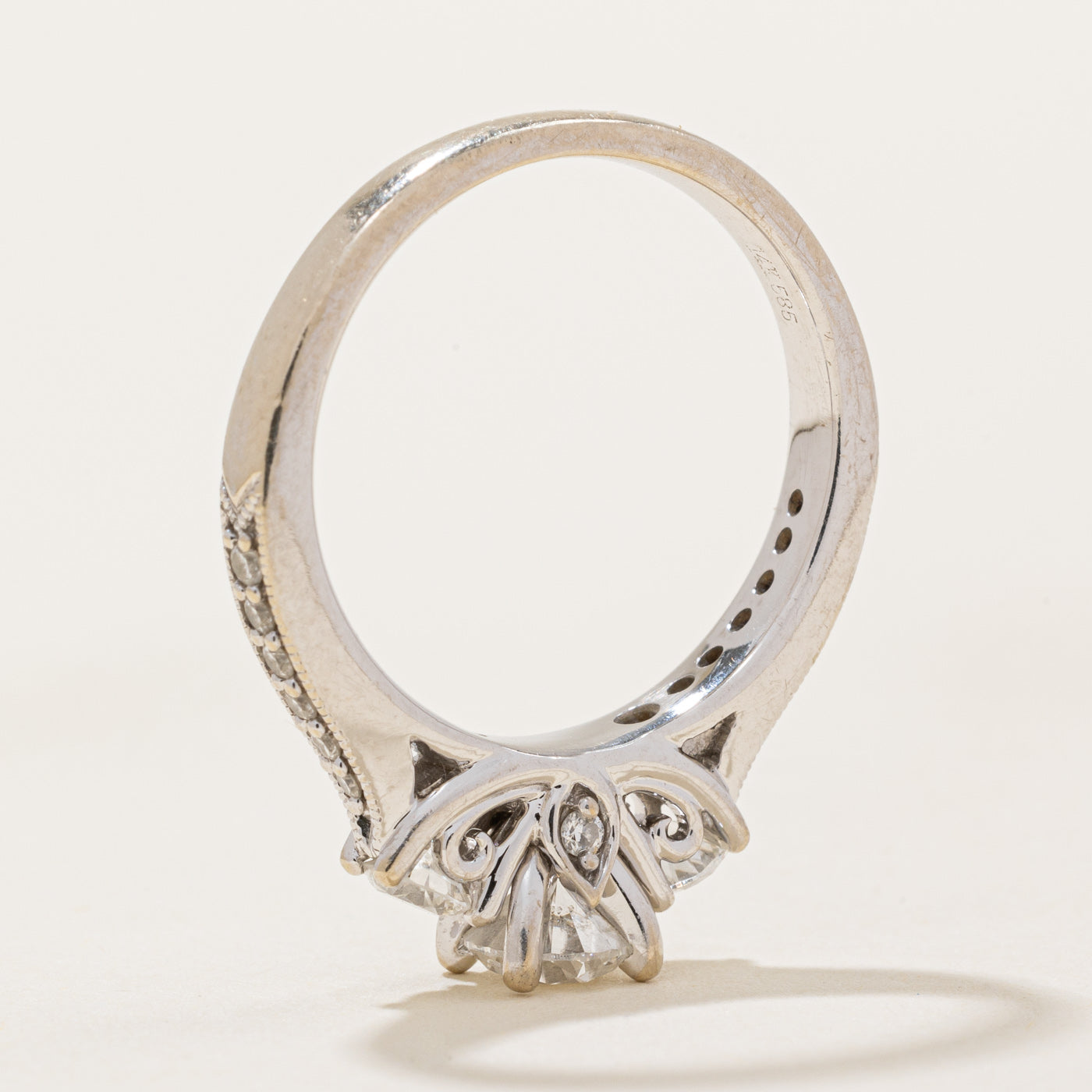 Elegant Three Stone Diamond Ring with Accent Diamonds in 14k Gold | 0.5ct Center Stone, 0.3ctw Side Stones, 0.05ctw Accents | Size 5.5 | Perfect for Engagement, Anniversary & Special Occasions